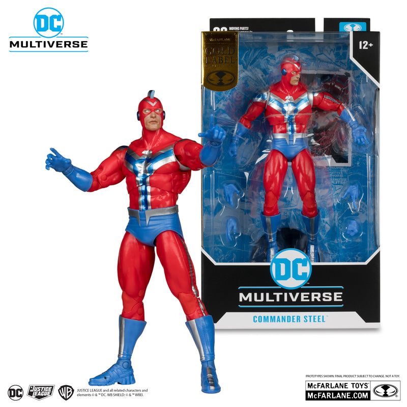 Figura de acción McFarlane DC Multiverse Commander Steel (JSA) con etiqueta dorada