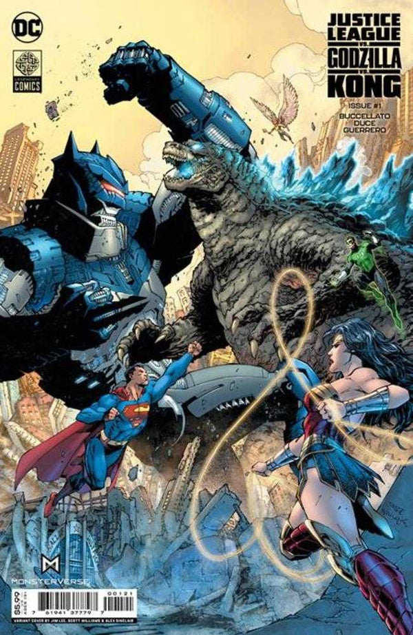 Liga de la Justicia vs Godzilla vs Kong #1 (de 7) Portada B Jim Lee y Scott Williams Variante de cartulina