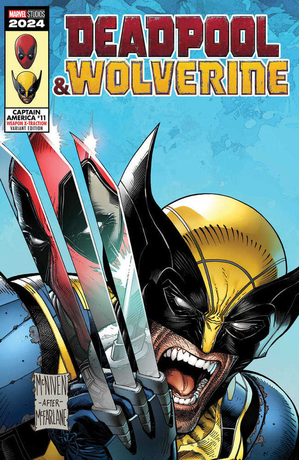 Capitán América n.° 11 Steve Mcniven Deadpool y Wolverine Variante de arma X-Traction [Dpwx]