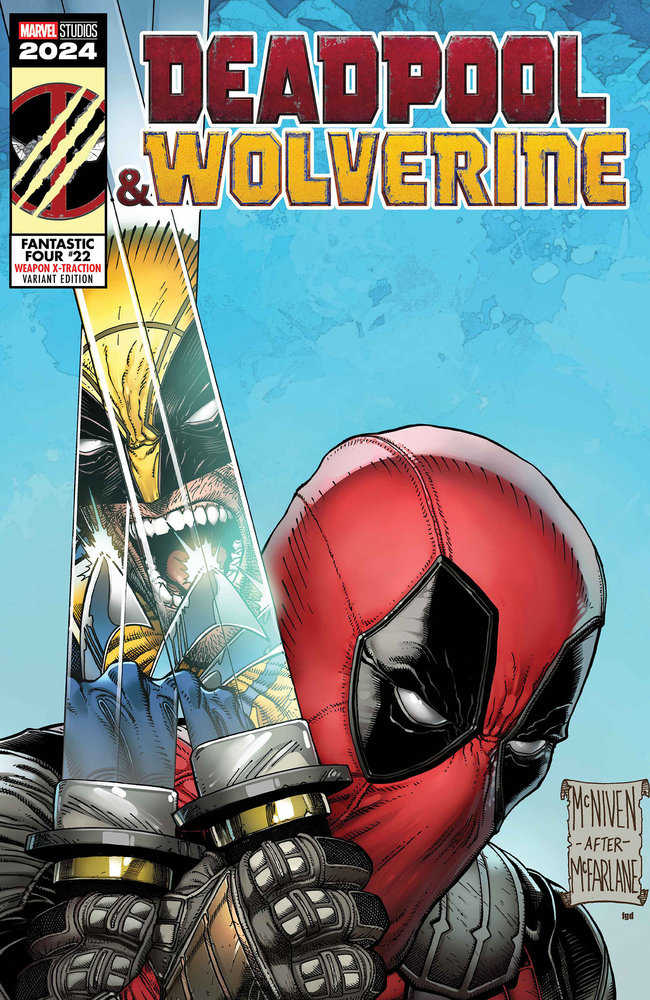 Los Cuatro Fantásticos n.° 22 Steve Mcniven Deadpool y Wolverine Variante de arma X-Traction [Bh, Dpwx]