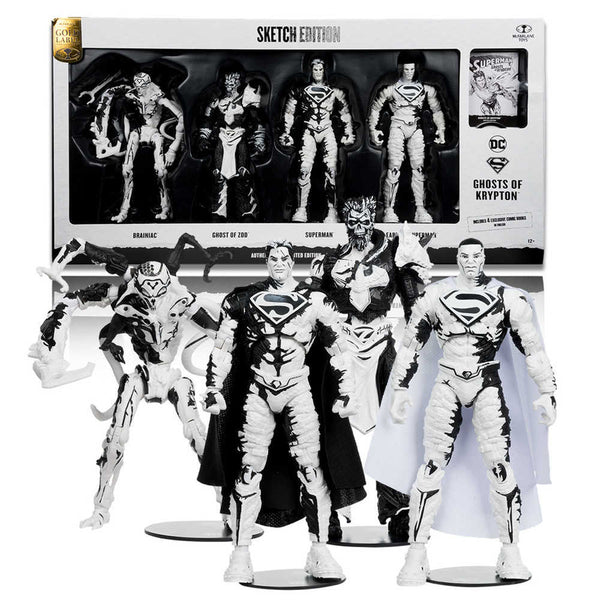 Superman Comics Sketch Edition (Page Punchers: Ghost Of Krypton) 7" 4-Pack Gold Label Figure