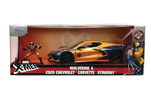 Marvel Wolverine 2020 Corvette con figura Vehículo de fundición a presión 1/24 (