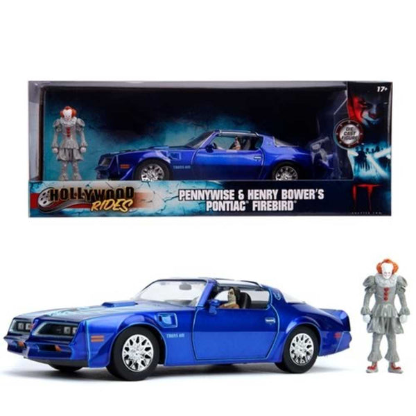 Hwr It 77 Pontiac Firebird con figura de Pennywise 1/24 Vehículo de fundición a presión