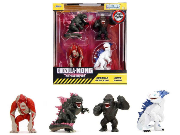 Figuras de metal de Godzilla de 2,5 pulgadas, paquete de 4