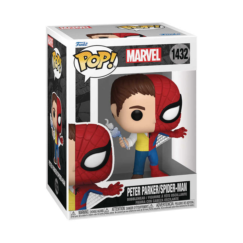 Figurine en vinyle Pop Marvel Split Spider-Man/Peter Parker