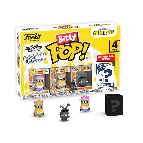 Figura de Jerry Turista de los Minions de Bitty Pop, paquete de 4