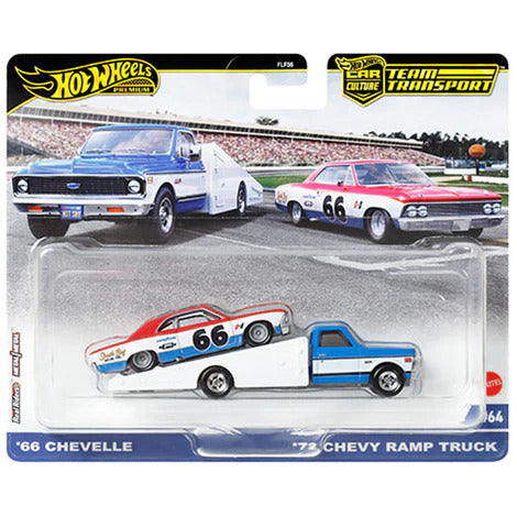 Hot Wheels - Chevelle '66 y camioneta con rampa Chevy '72 - Serie de transporte en equipo 2024