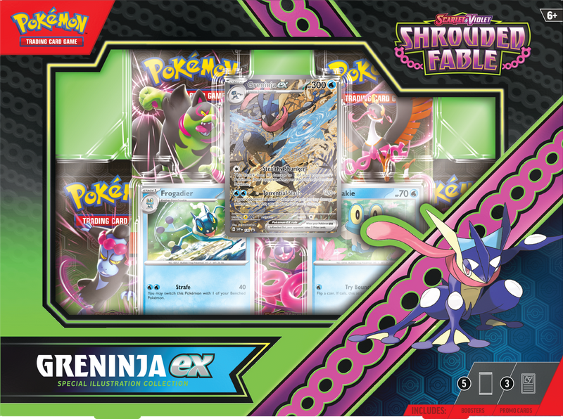 COLECCIÓN ESPECIAL DE ILUSTRACIONES DE GRENINJA EX DE SHROUDED FABLE DE POKEMON SV6.5