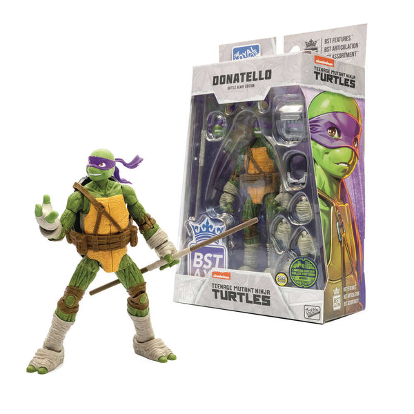 Sdcc 2023 Teenage Mutant Ninja Turtles Bst Axn Donatello presenta una figura de acción exclusiva de cómic de 5 pulgadas